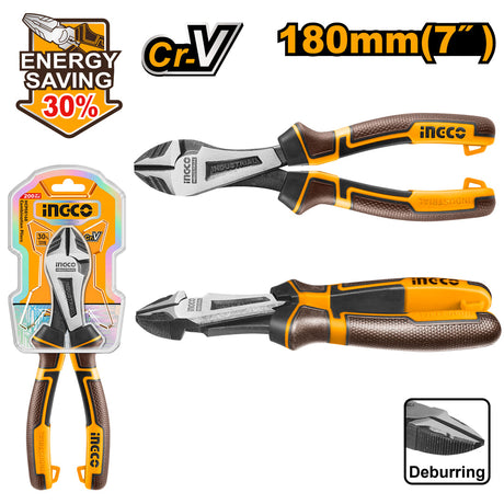 Ingco 7 Inch Industrial High Leverage Diagonal Cutting Pliers CR - V HHHDCP28180 - Winland Depot