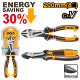 Ingco 8in/200mm CR-V Material High Leverage HeavyDuty Diagonal Cutting Pliers HHHDCP28200