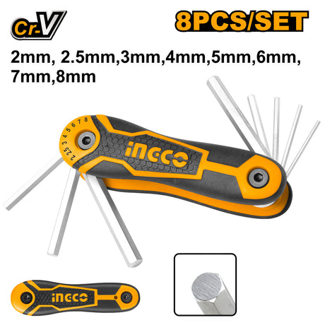 Ingco 8 in 1 Portable Pocket Hex Key HHK14081 - Winland Depot