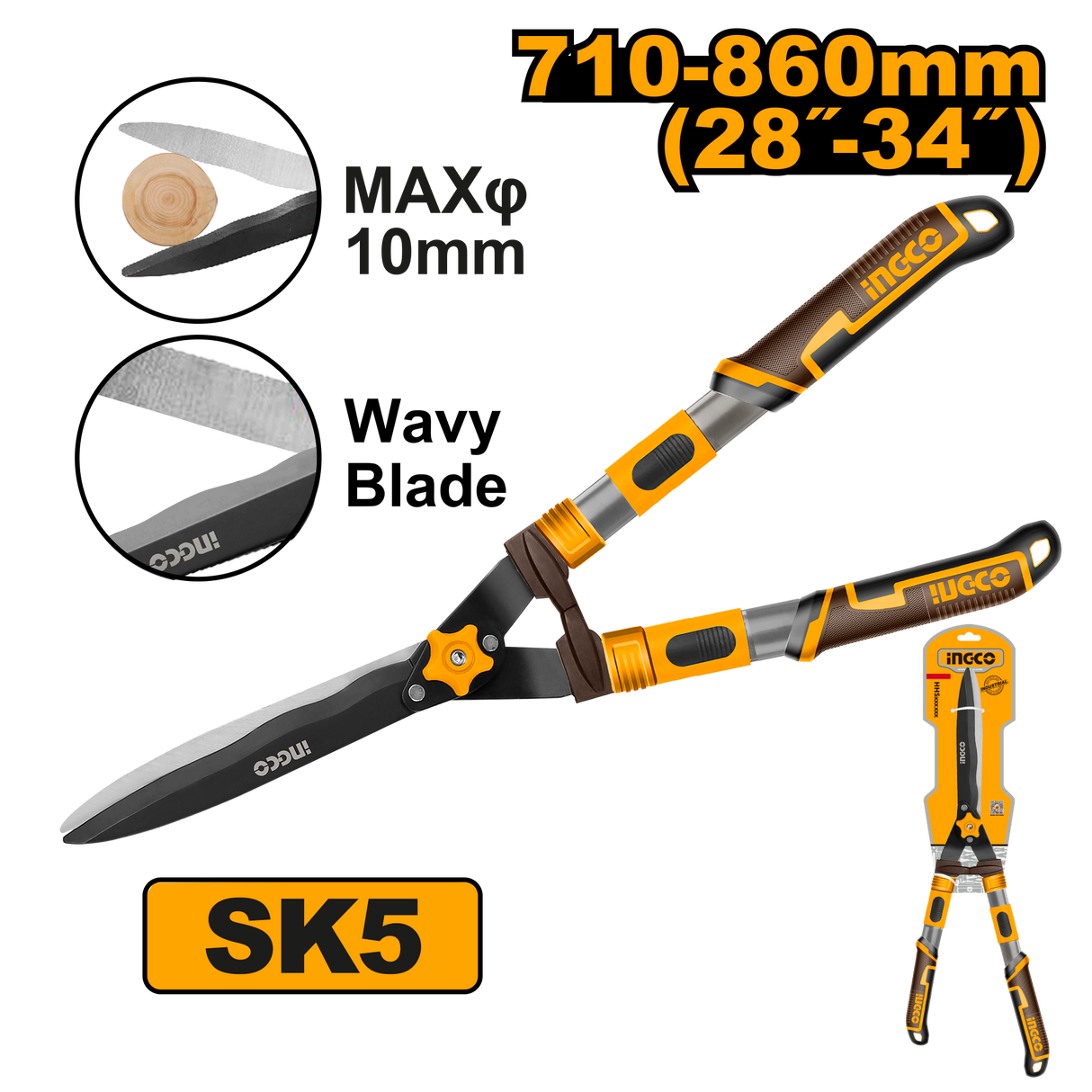 710-860mm Telescopic Hedge Shear Grass Cutter (Blade) Scissors Trimmer HHS6306 ING-HT