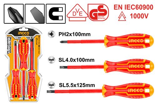 3 Pcs Insulated Screwdriver Set HKISD0308