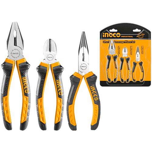 Ingco 3 Pcs CR - V Pliers Set Long Nose Combination Plier Cut HKPS08318 - Winland Depot