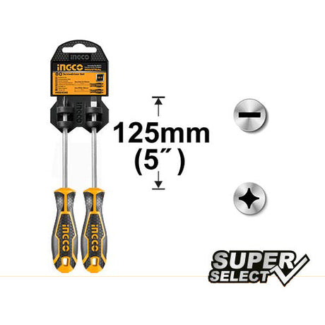 Ingco 5 Inch Screwdriver 2Pcs /Set HKSD0248 - Winland Depot