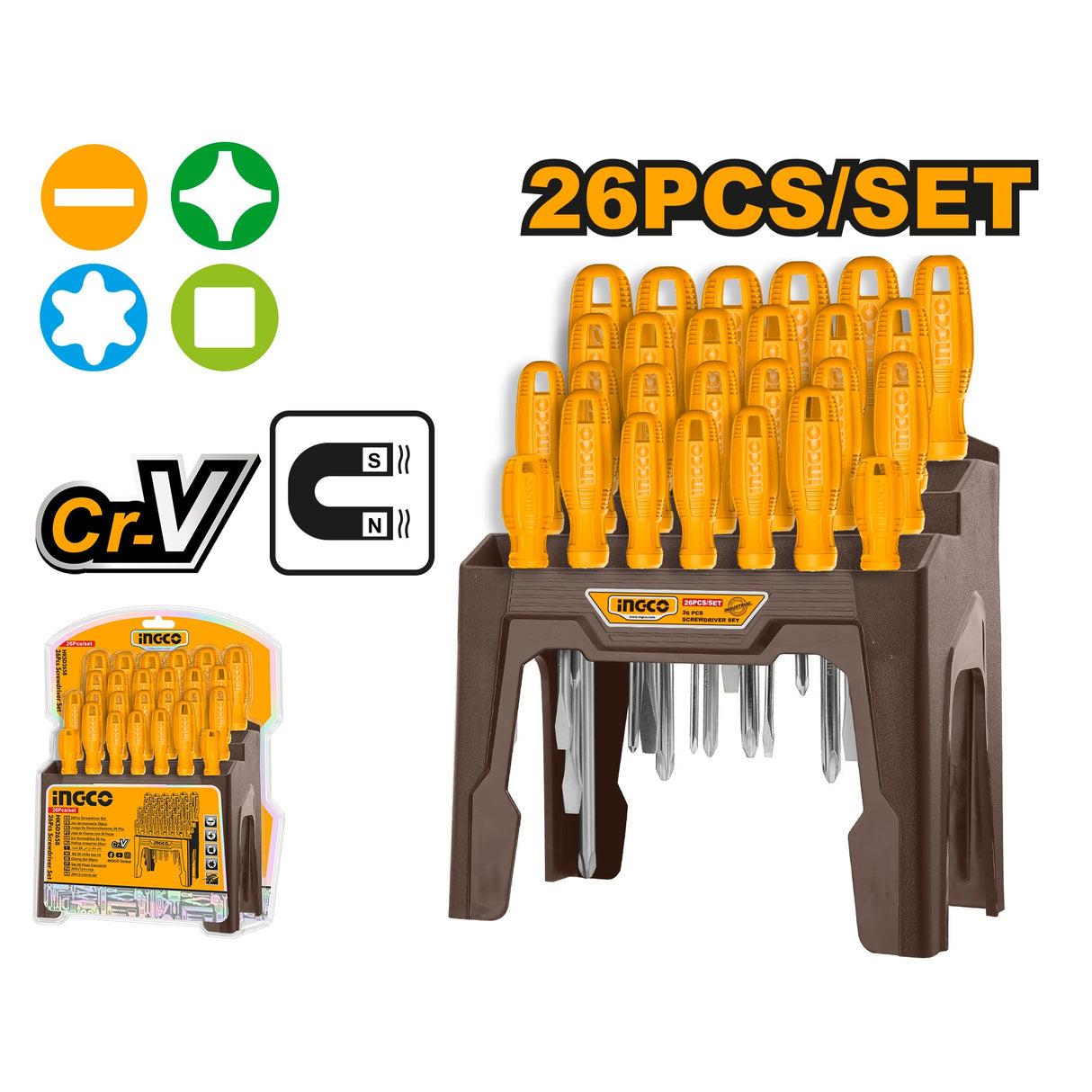 Ingco 26 Pcs Screwdriver Set HKSD2658 - Winland Depot