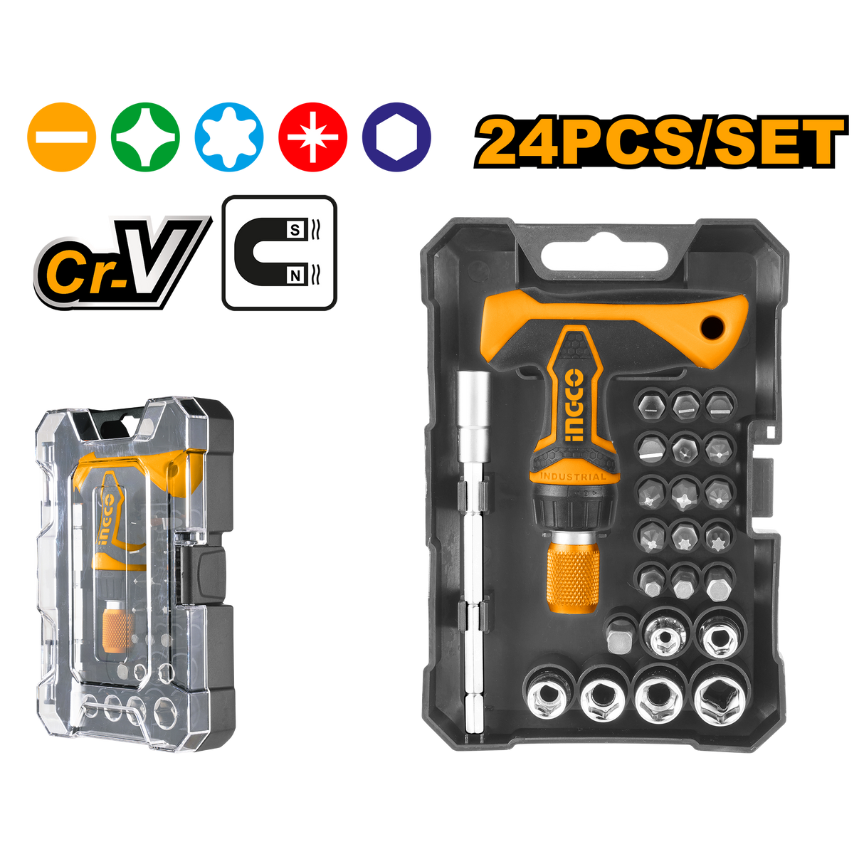 ingco / t-handle wrench screw driver set screwdriver hksdb0188 product photo