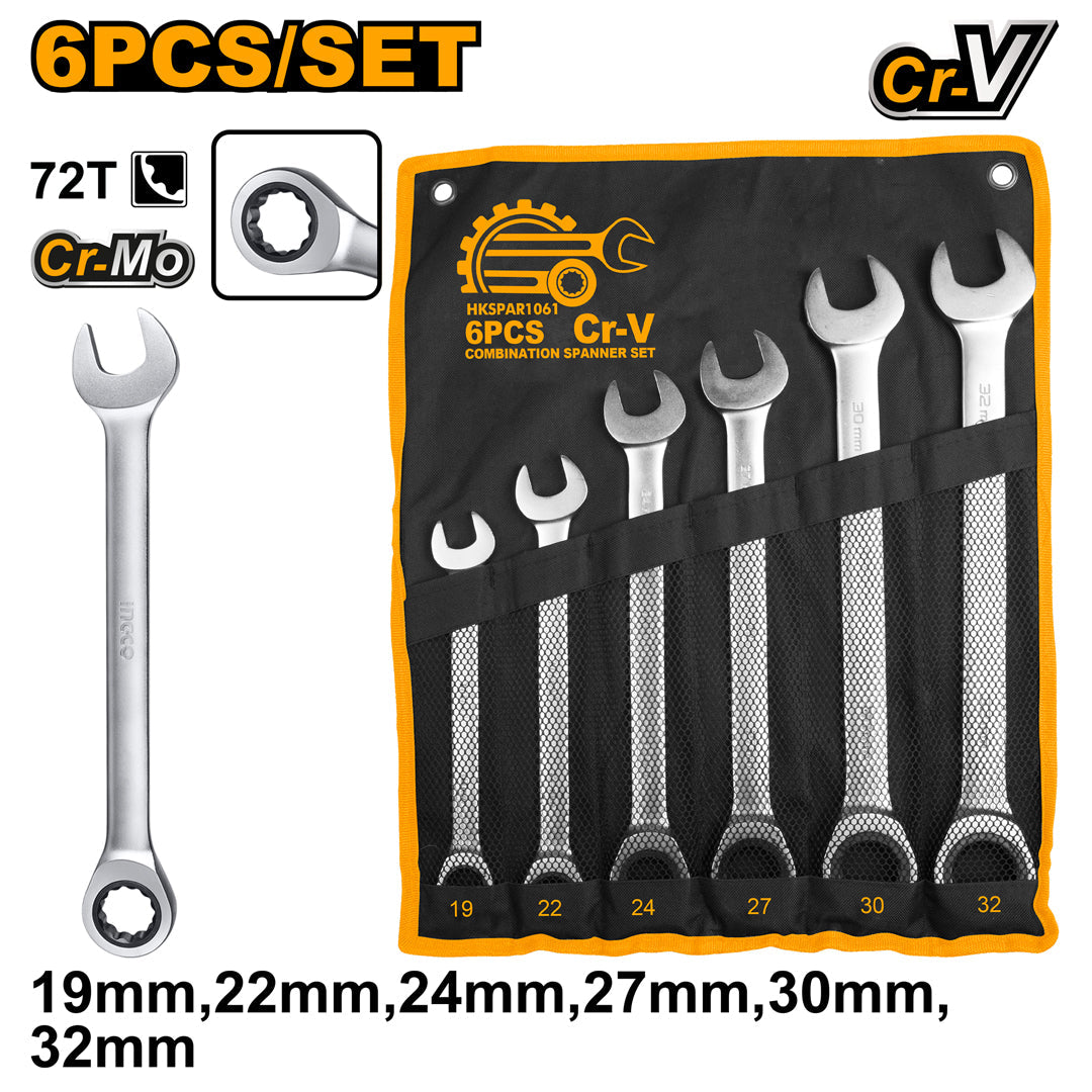 Ingco 6 Pcs Combination Spanner Set 19 - 32mm HKSPAR1061 - Winland Depot