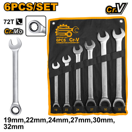 Ingco 6 Pcs Combination Spanner Set 19 - 32mm HKSPAR1061 - Winland Depot