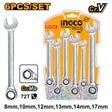 Ingco 6 Pcs Industrial Ratchet Spanner Set 8 - 17mm HKSPAR1062 - Winland Depot