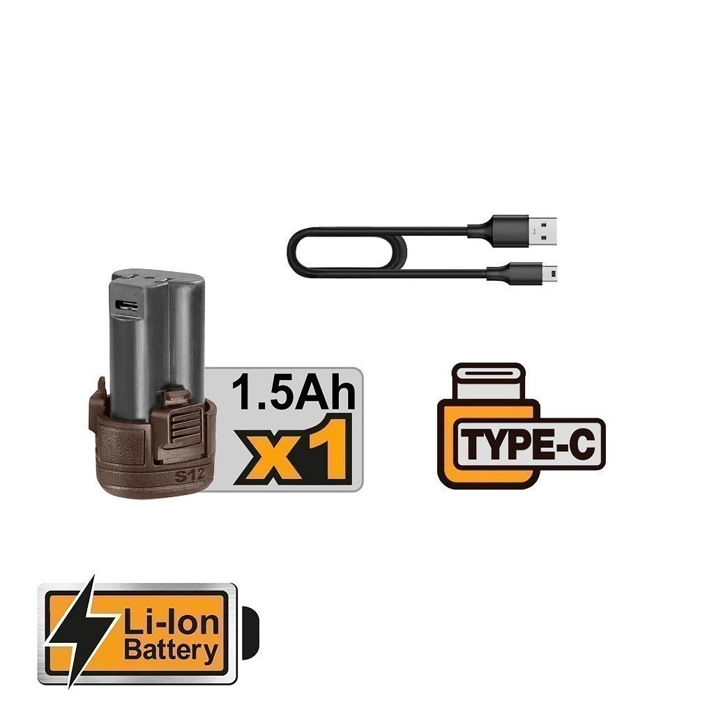 Lithium-Ion Cordless Drill Driver with 89 Pcs Household Tools Set HKTHP10891 ING-COR