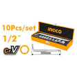 Ingco 10 Pcs 1/2 Inch Socket Set HKTS12101 - Winland Depot