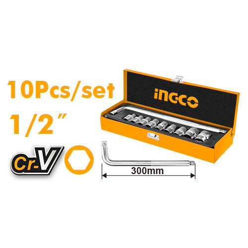 Ingco 10 Pcs 1/2 Inch Socket Set HKTS12101 - Winland Depot