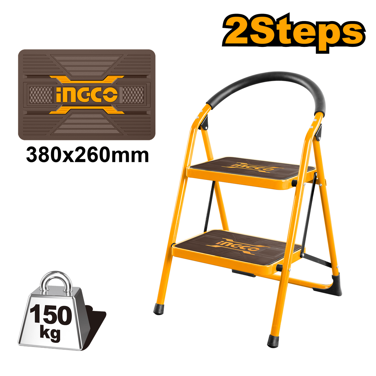 Non-slip Steps with Wide Platform Steel Tube Ladder ING-HT