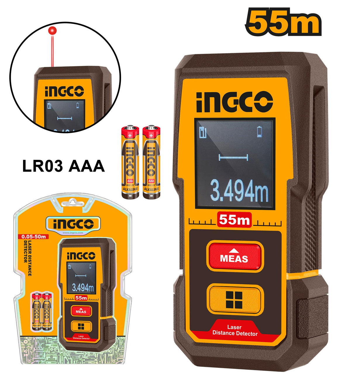 Ingco Laser Distance Detector 55M HLDD05086
