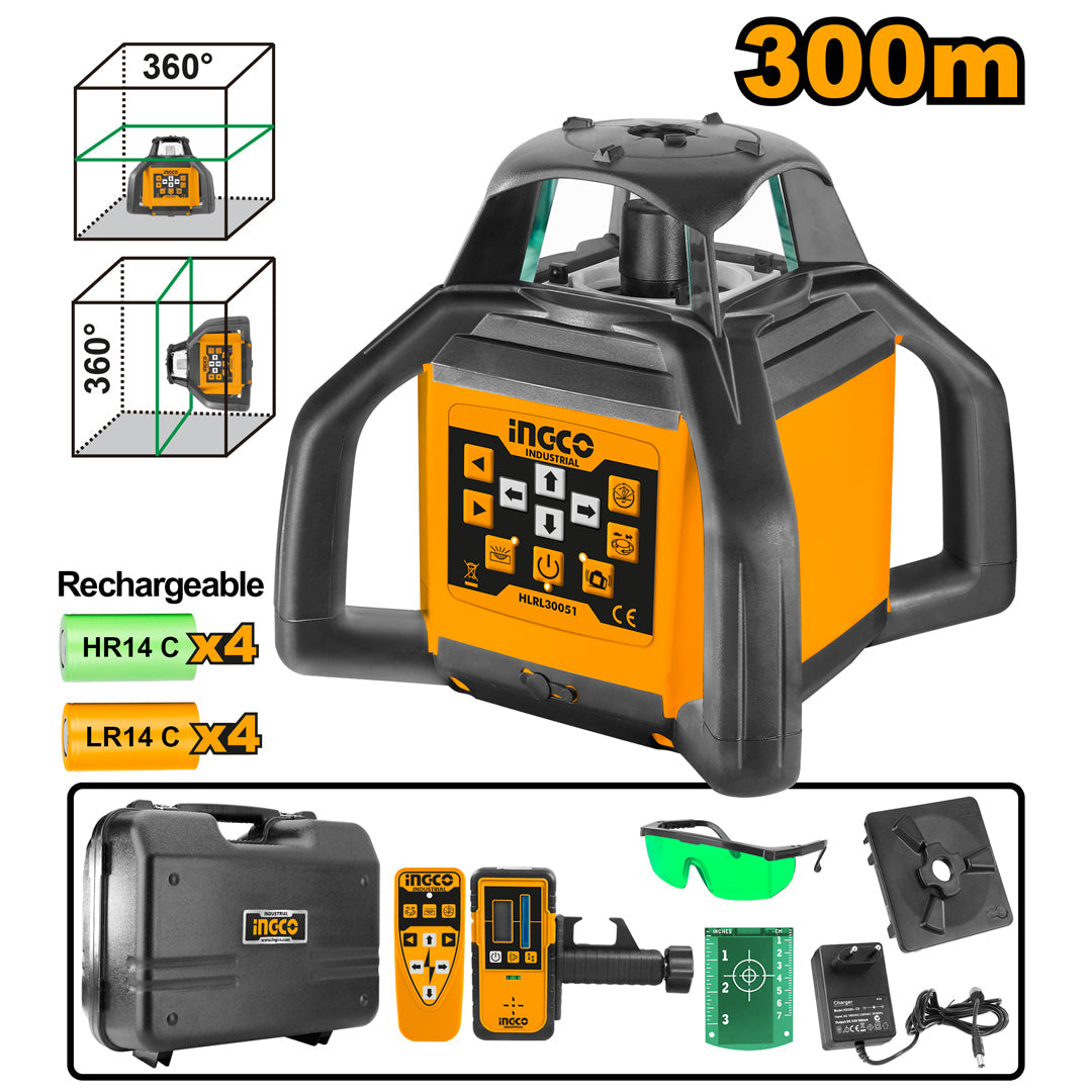 Ingco Self-Leveling Rotary Laser Level 300m HLRL30051
