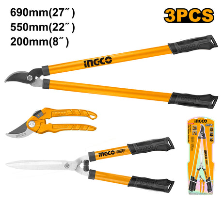 Ingco 3pcs Garden Shears, Pruning, Hedge Shears & Lopper HLT78033 - Winland Depot