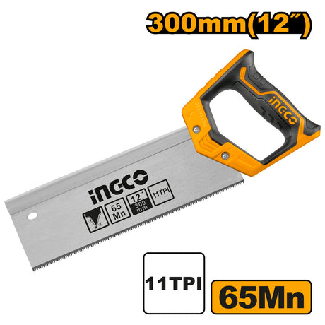 Ingco 12 Inch Back Saw 11TPI with Teeth Protector HMBSB3008 - Winland Depot
