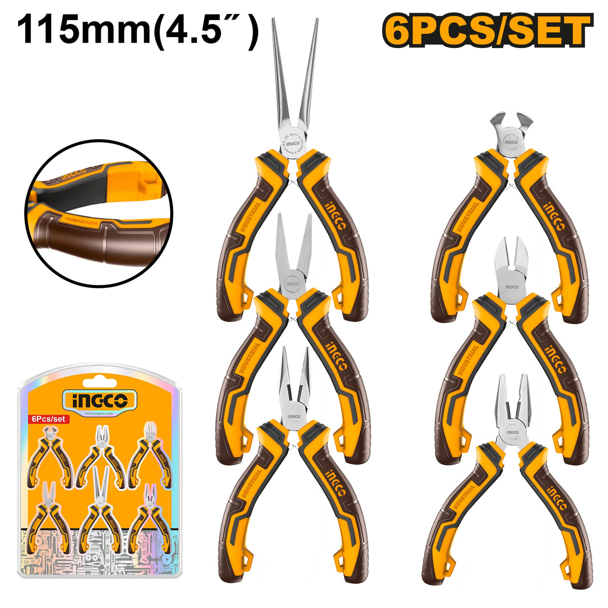 Ingco 6 Pcs Mini Pliers Set HMPS06115 - Winland Depot