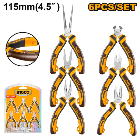 Ingco 6 Pcs Mini Pliers Set HMPS06115 - Winland Depot