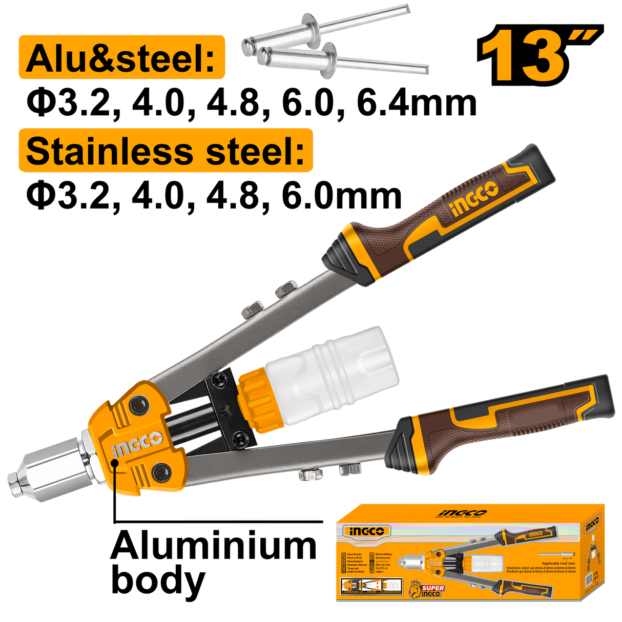 13 inches Hand Riveter Aluminum Steel Rivet HR131 ING-HT
