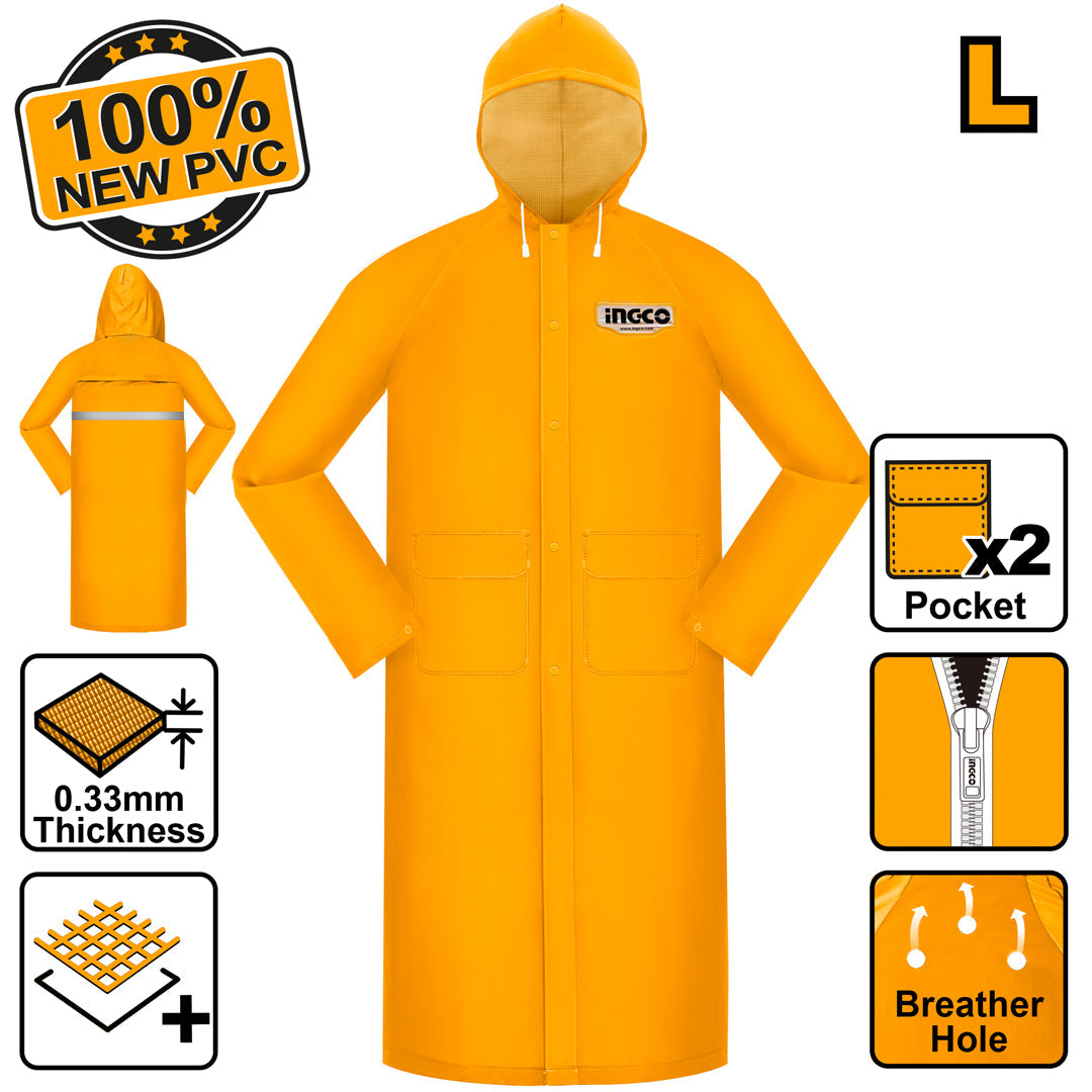 Ingco Rain Coat 100% New PVC Material (Large) HRCTL031.L