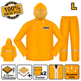 Industrial Rain Coat Suit Set w/ Zipper and Pocket 100% NEW PVC ING-RC