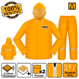 Industrial Rain Coat Suit Set w/ Zipper and Pocket 100% NEW PVC ING-RC