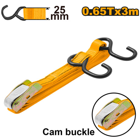 Ingco 25mm Ratchet Straps Tie Down Hold Secure Cargo Straps 0.8T x 3M HRSP08304 - Winland Depot