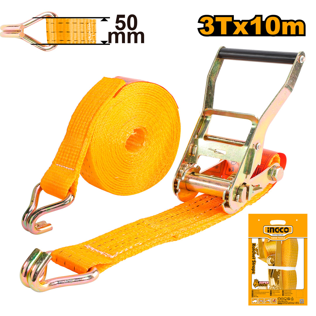 10 Meter Ratchet Straps Tie Down Hold Secure Cargo Straps 3T x 10M HRSP3101 / HRSP3107