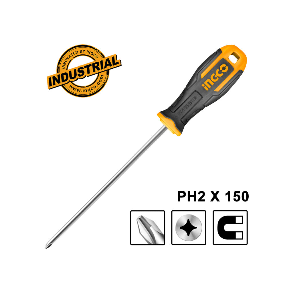 Ingco Industrial Phillip Screwdriver Round Shank PH2 x 150mm HS68PH2150