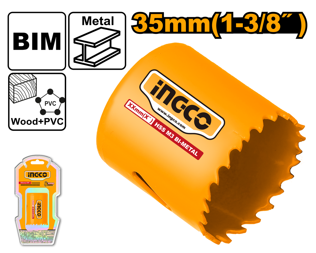 Bi-Metal Hole Saw 35mm/44mm/114mm (1-3/8in),(1-3/4in),( 4-1/2in ) ING-AC