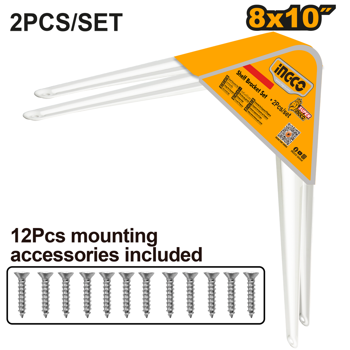 2PCS/SET Heavy Duty Shelf Brackets with 12pcs x Screws Attachment ING-HT