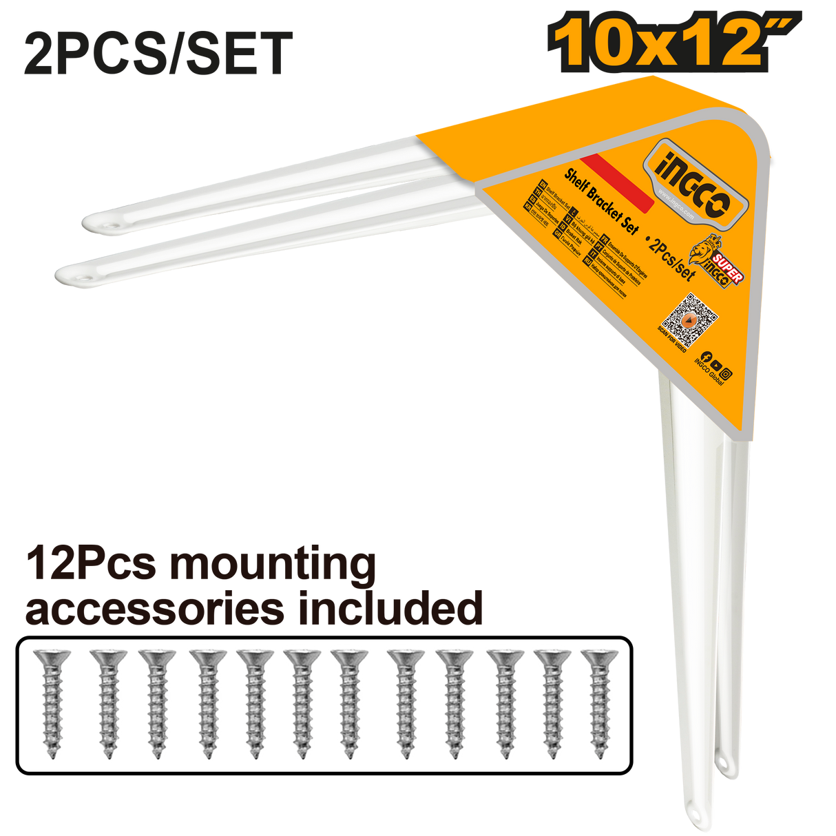 2PCS/SET Heavy Duty Shelf Brackets with 12pcs x Screws Attachment ING-HT