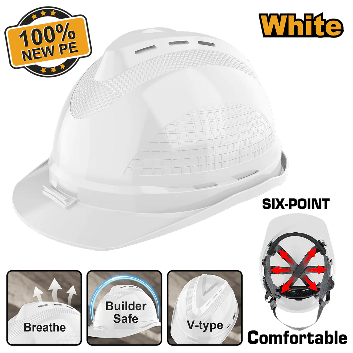 ingco safety helmet 100% pe shell with vents sold per piece ing-ht alternate view