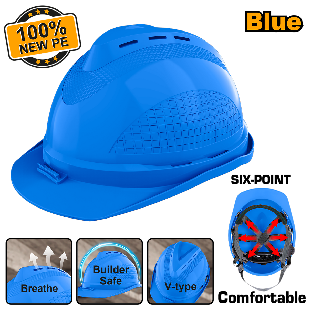 ingco safety helmet 100% pe shell with vents sold per piece ing-ht alternate view
