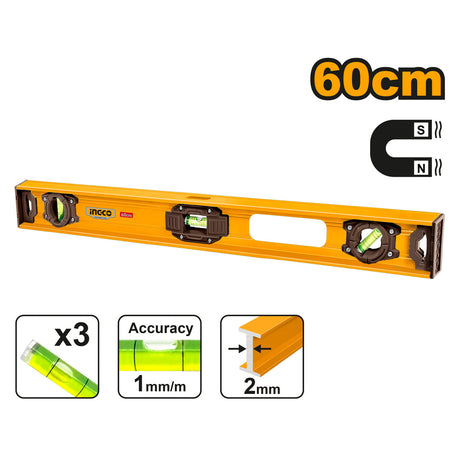 Ingco 60cm Magnetic Spirit Level Bar with Magnet HSL28060 - Winland Depot