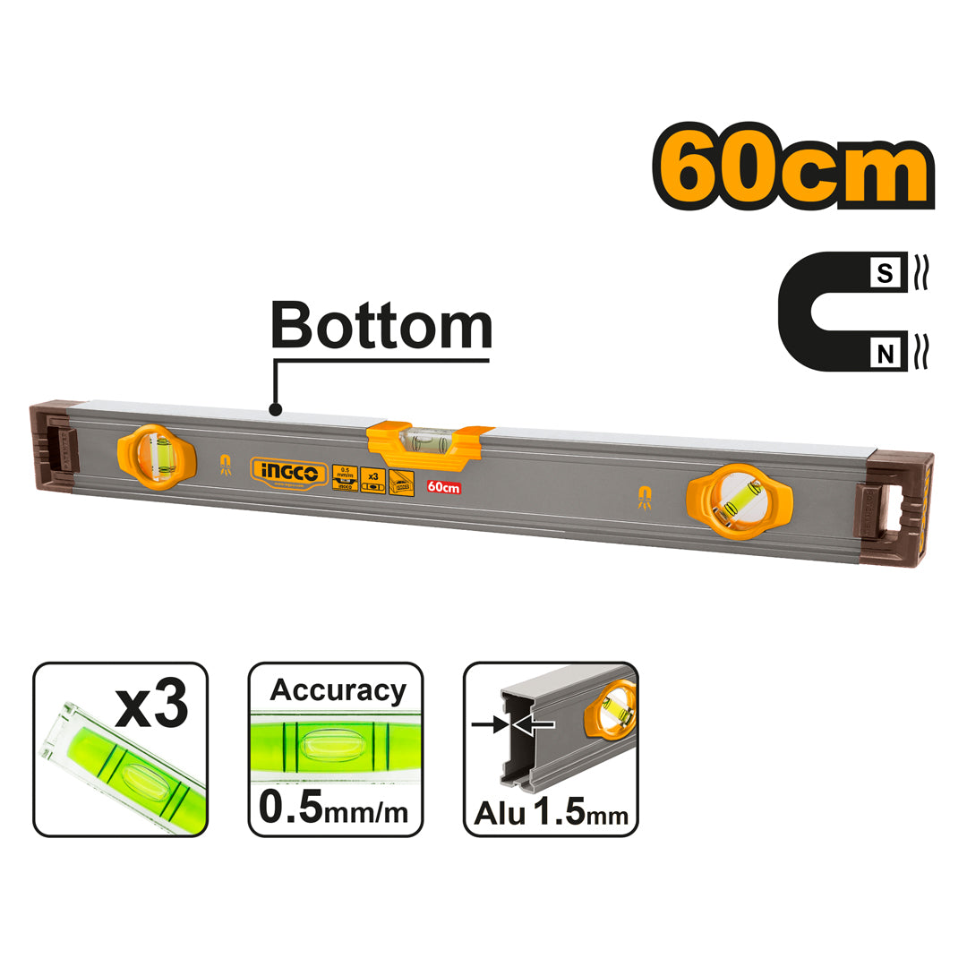 60cm Spirit Level with Magnets HSL38060M