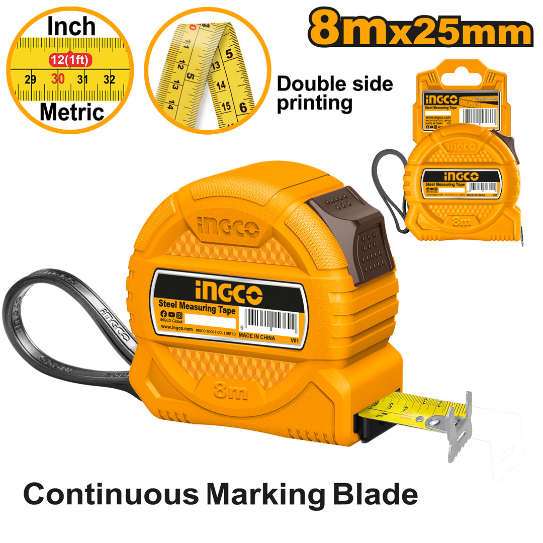 Ingco Steel Measuring Tape Measure HSMT39825