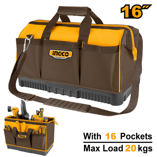 Ingco 16 Inch Basket Tools Bag Storage Box Organizer with 16 Pockets HTBG08 - Winland Depot