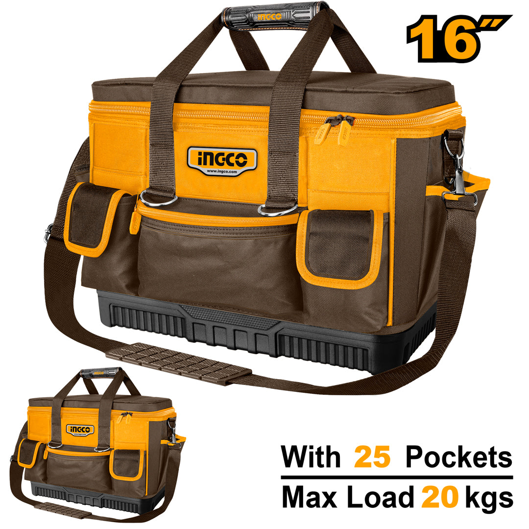 Ingco 16 Inch Basket Tools Bag Storage Box Organizer with 25 Pockets HTBG10 - Winland Depot