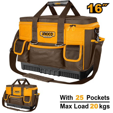 Ingco 16 Inch Basket Tools Bag Storage Box Organizer with 25 Pockets HTBG10 - Winland Depot