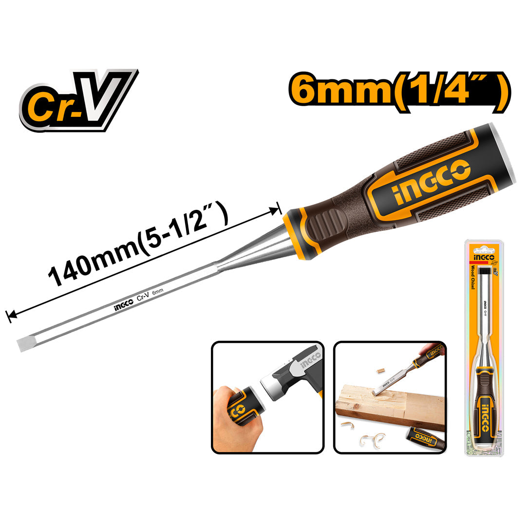 Ingco 6mm Industrial Wood Carving Hand Chisel HWC0806 - Winland Depot