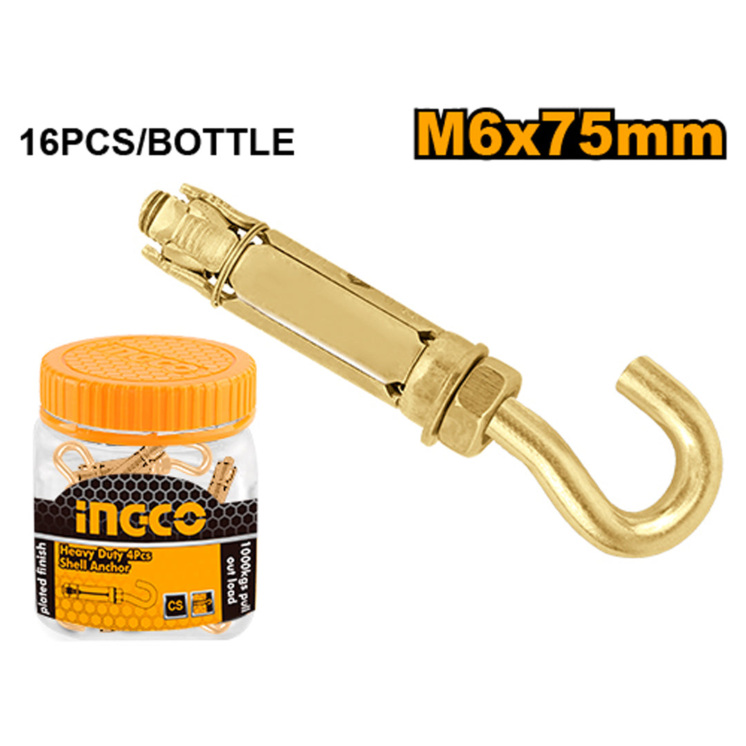 Ingco Shell Anchor Yellow Zine Plated Finish with Hook HWHA0607531