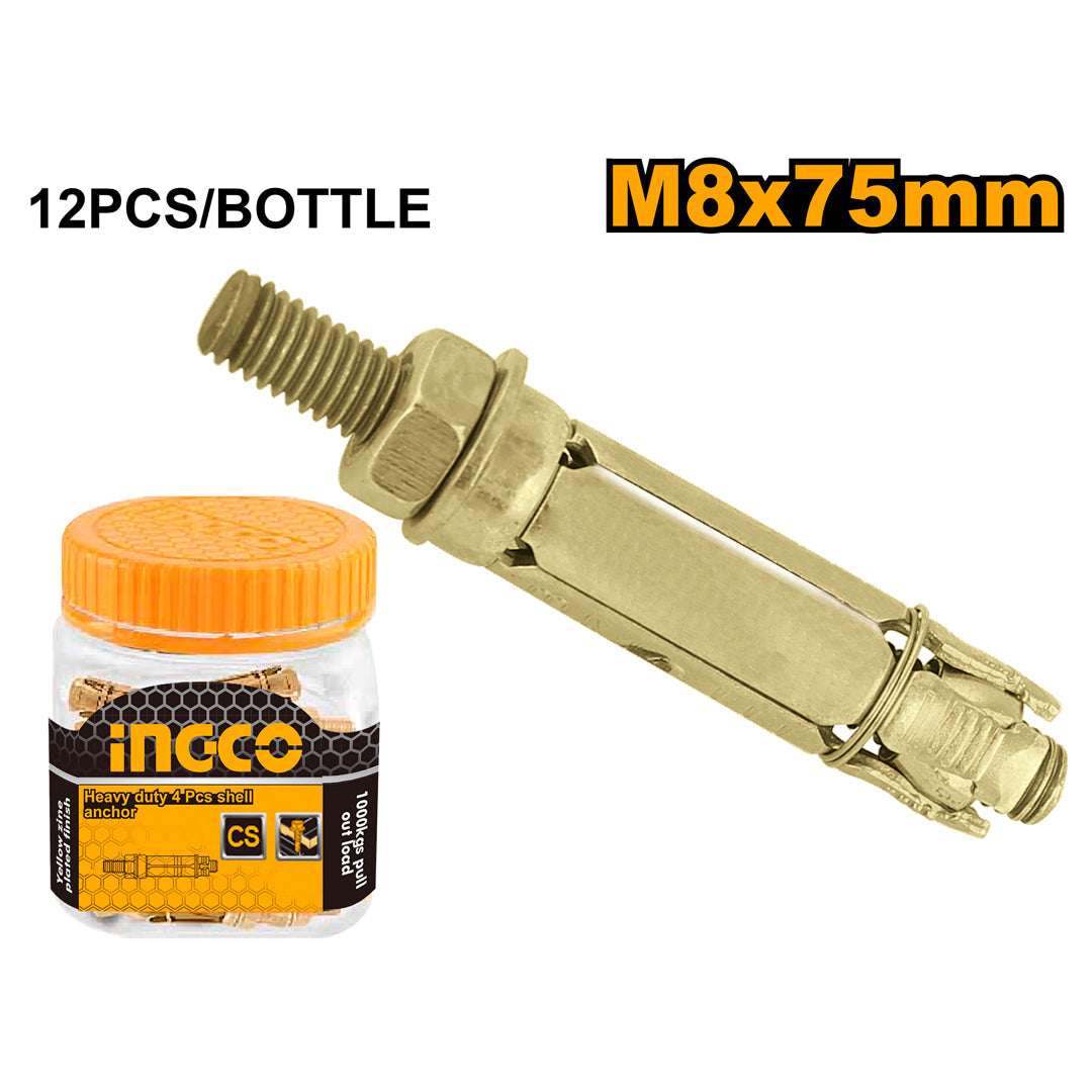 Ingco Heavy Duty Shell Anchor Yellow Zine Plated Finish HWHA0807521