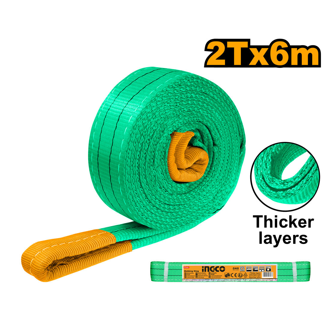 Ingco 2T x 6M Webbing Sling Great for Heavy Lifting HWSP0206 - Winland Depot