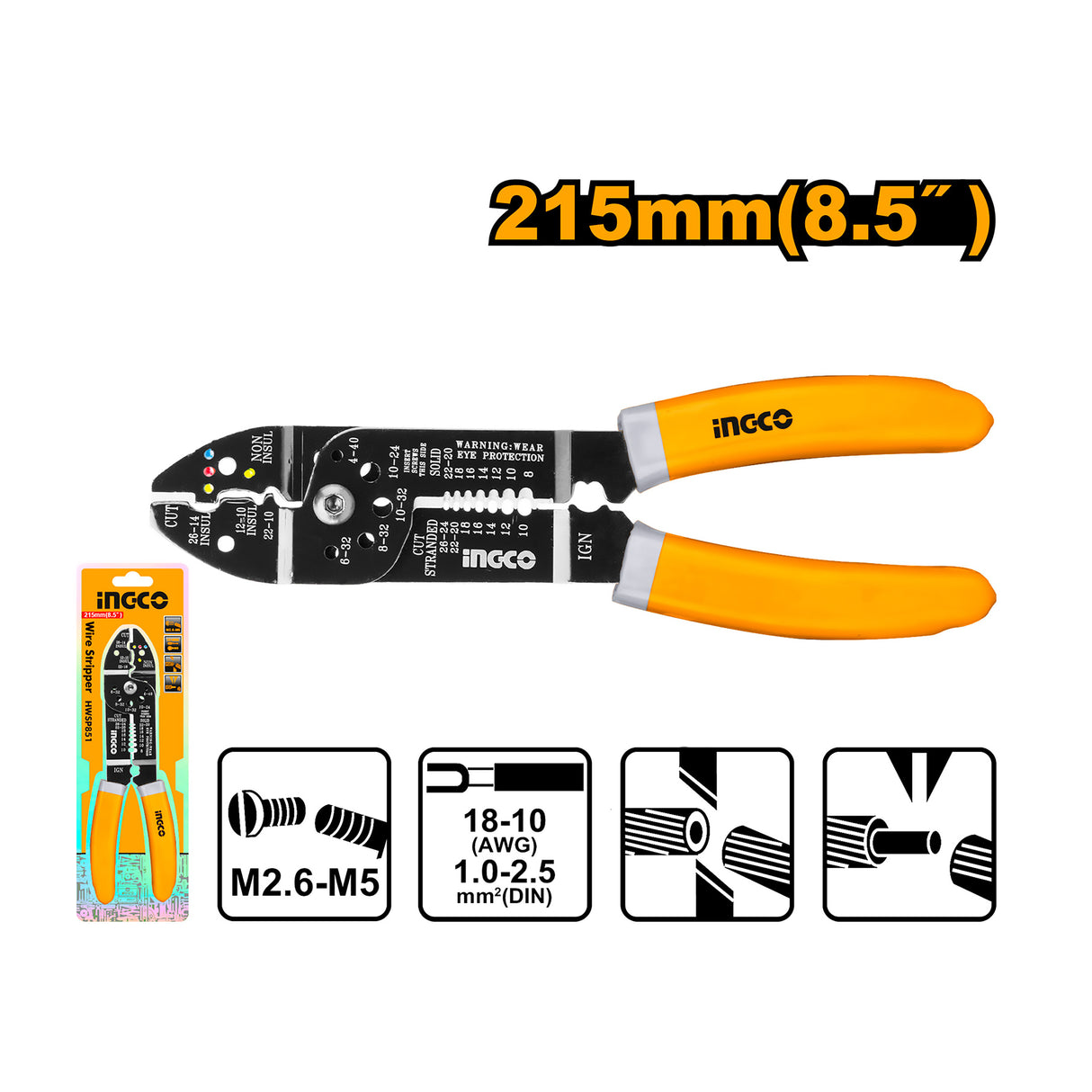 8.5 Inch Industrial Multi-Function Wire Stripper Pliers HWSP851