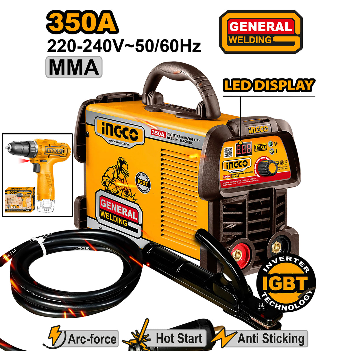 INGCO Portable Welding Machine Inverter IGBT ARC MMA ING-SS