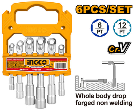 Ingco 6 Pcs/Set L - Angled Socket Wrecnh Set LASWT0601 - Winland Depot