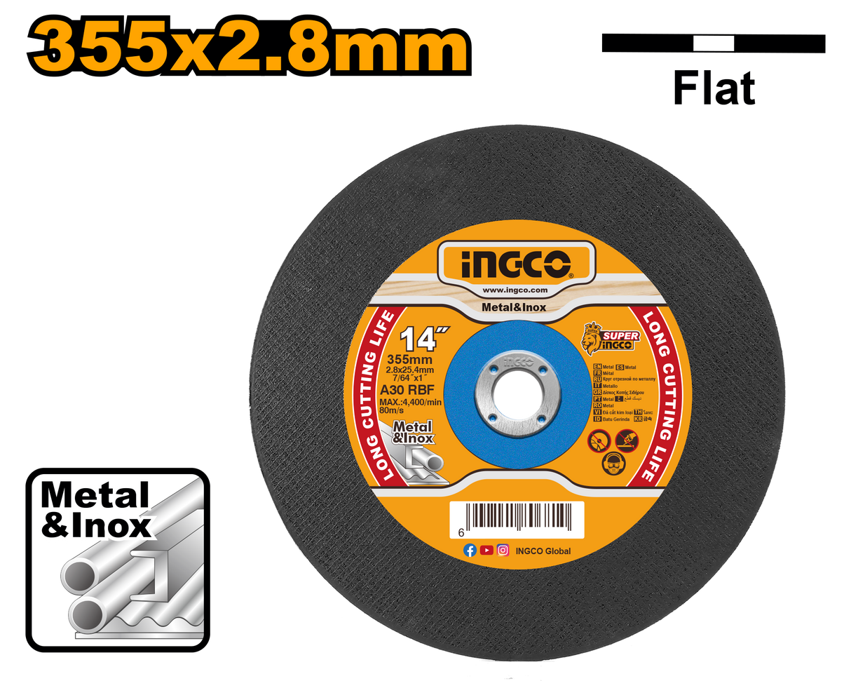 14" Abrasive Metal Cutting Disc Cut Off Wheel for Cut Off Machine MCD303551 ING-AC
