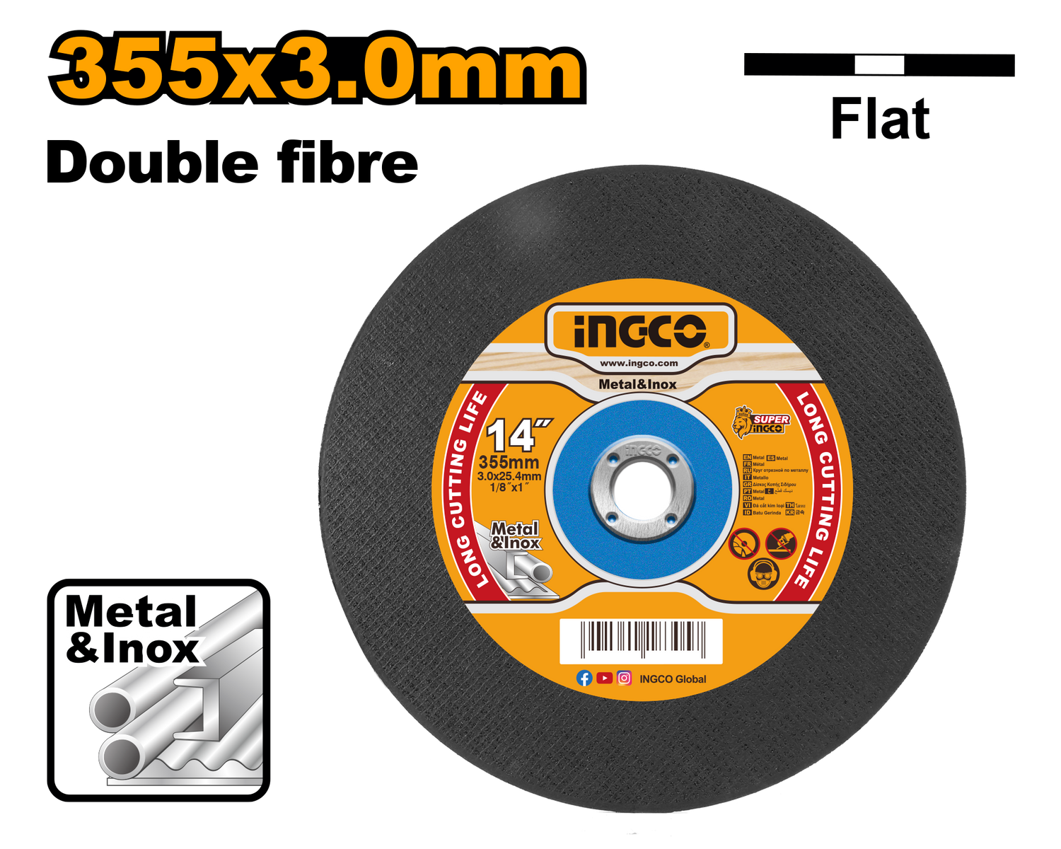 Ingco 14 Inch Abrasive Metal Cutting Disc for Cut Off Machine MCD303551 ...
