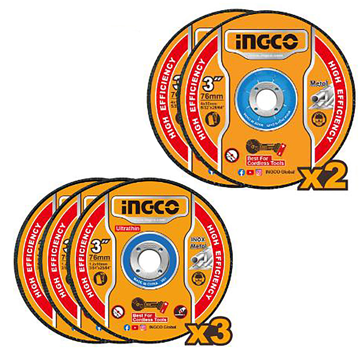 ingco /set abrasive metal cutting and grinding disc set mcd303768 ing-ht alternate view